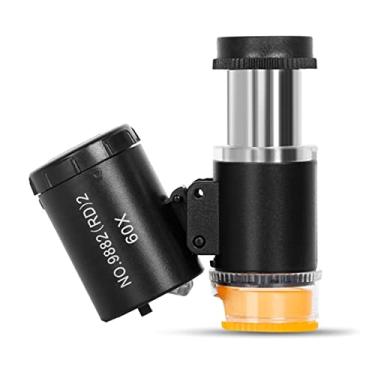 Imagem de ZTBH Kit de acessórios para microscópio 60X Slides para microscópio de bolso portátil (cor: preto)