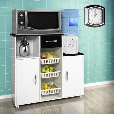 Imagem de Fruteira Multiuso 2 Portas 1 Gaveta Croácia Top Line CHF Flex Color - Branco com Preto