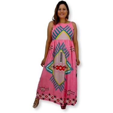 Imagem de Vestido Longo Alça Indiano Estampado Viscose 377 - Sarat Moda Indiana