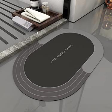 Imagem de SHENGANG Tapete de Banho Absorvente Tapete de Banho Antiderrapante de Secagem Rápida Banheira Área Lateral Tapetes de Piso Capacho de Casa Tapete de Cozinha, 24,50x70cm