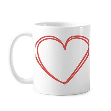 Imagem de Caneca de cerâmica para café e porcelana de cerâmica com linhas duplas e coração do Dia dos Namorados