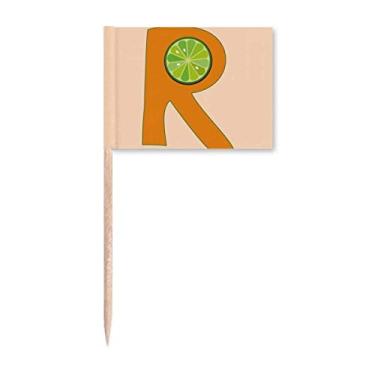 Imagem de R Alfabeto laranja frutas art déco presente moda palito bandeiras marcador decoração de festa