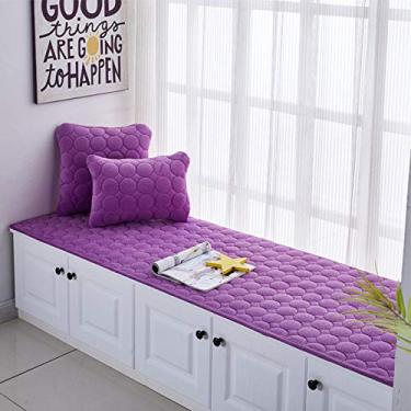 Imagem de Tapetes de área para janela saliente redonda xadrez coral veludo tapete macio antiderrapante lavável tapete decorativo sala de estar quarto infantil sala de estudo sofá de cabeceira varanda, roxo, 80 * 160 cm