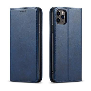 Imagem de Capa de telefone de cor sólida tipo carteira de cartão com borda dobrada única PU + TPU compatível com Samsung Galaxy S modelo de telefone (azul, S8 Plus)