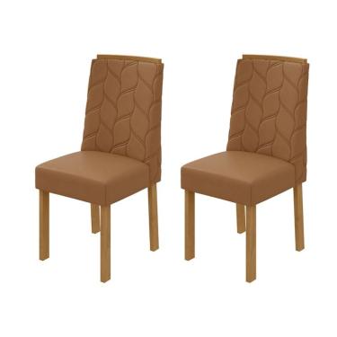 Imagem de Conjunto com 2 Cadeiras Astrid Sintético Caramelo e Amêndoa Clean