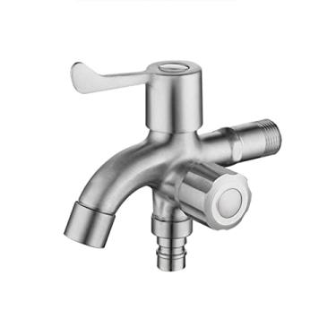 Imagem de LIDON Torneira de água ao ar livre Torneira de torneira dupla Torneira multifuncional de aço inoxidável Torneira de máquina de lavar Torneira externa dupla para piscinas de esfregão, B escovado (cor: escovado D)