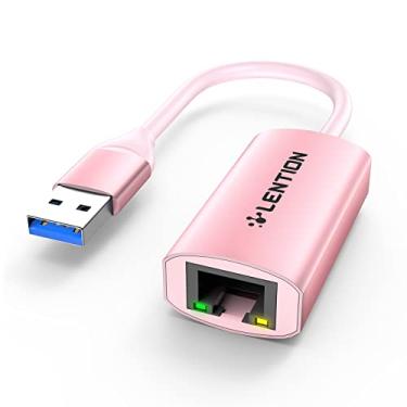 Imagem de LENTION Adaptador USB 3.0 tipo A para Gigabit Ethernet, conversor de rede LAN com fio RJ45 1000 m compatível com Nintendo Switch, MacBook Pro/Air, Surface, Chromebook, a maioria dos laptops Windows (HU604, ouro rosa)