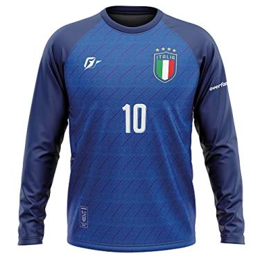 Imagem de Camiseta Manga Longa Filtro UV Itália Copa Torcedor Retrô Azzurra