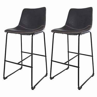 Imagem de Kit 2 Banquetas Alta Com Apoio de Pés Para Cozinha Bar Bistro Area Externa Eventos Munich Preta