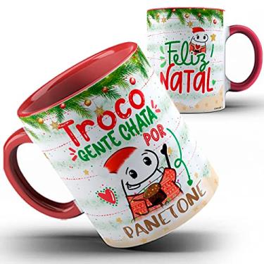 Imagem de Caneca Flork Natal troco gente chata por panetone (Vermelha)
