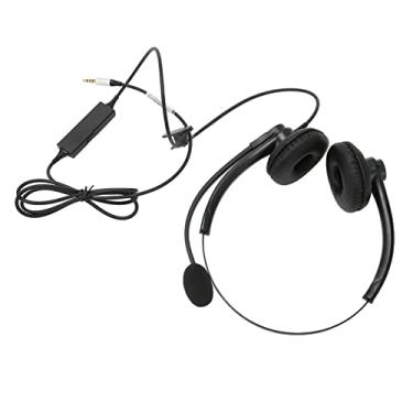 Imagem de Pegau Fone de ouvido para telefone com fio, som claro e controle de linha, leve, binaural, para negócios, redução de ruído para atendimento ao cliente (interface única de 3,5 mm)