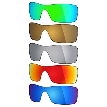 Imagem de 5 pares de lentes polarizadas de substituição Mryok para óculos de sol Oakley Batwolf – azul gelo/vermelho fogo/prata titânio/bronze dourado/verde esmeralda