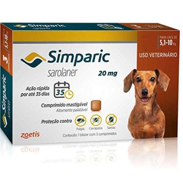 Imagem de Simparic Antipulgas Cães 5.1 a 10kg 3 Comprimidos 20mg