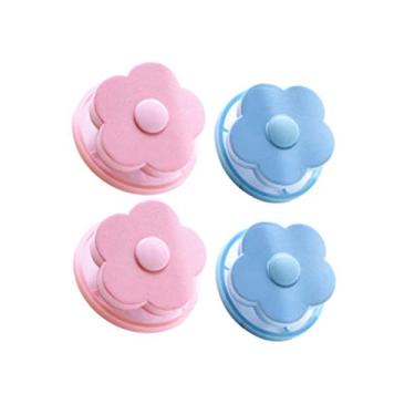 Imagem de Cabilock 4 peças de máquina de lavar apanhador de fiapos em forma de flor reutilizável, filtro de cabelo, armadilha de fiapos para lavanderia, bolsa de rede removedor de pelos de animais