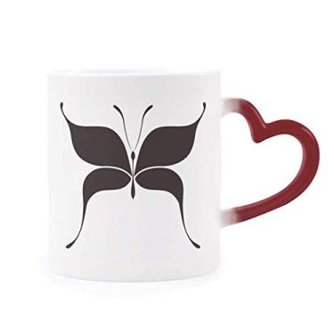 Imagem de Caneca Fada Preta Borboleta Sensível ao Calor Caneca de Grés Mudança de Cor Vermelha