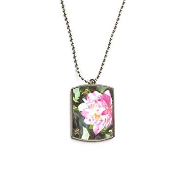 Imagem de DIYthinker Colar de aço inoxidável com pingente de etiqueta de cachorro Summer Lake Lotus Leaf