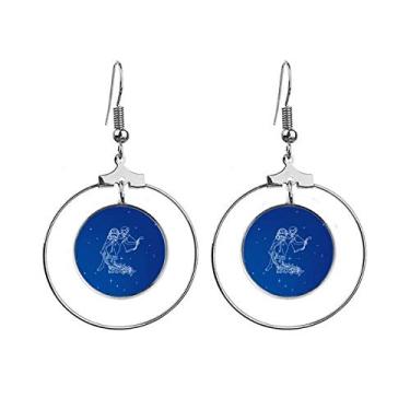 Imagem de Brincos com padrão de constelação de aquário do universo estrela, joia de argola, Brincos Femininos