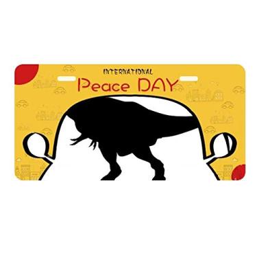 Imagem de DIYthinker Placa de carro com desenho encaracolado Dinosaur Bones para decoração de carro Dia da Paz