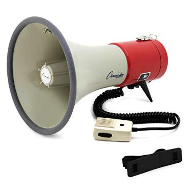 Imagem de Champion Sports Megafone com sirene, microfone portátil, alça de ombro, alcance de 100 metros – alto-falante Bullhorn potente com controle de volume ajustável para eventos esportivos, shows, controle de multidão