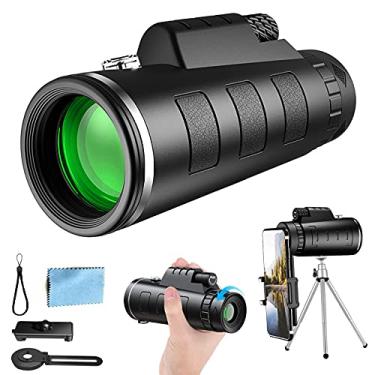 Imagem de Monóculo, binóculos 40x60 à prova d'água BAK4 Prisma monoculares portáteis à prova d'água, com suporte para smartphone e tripé, adequados para camping, esportes ao ar livre, observação de pássaros, concertos