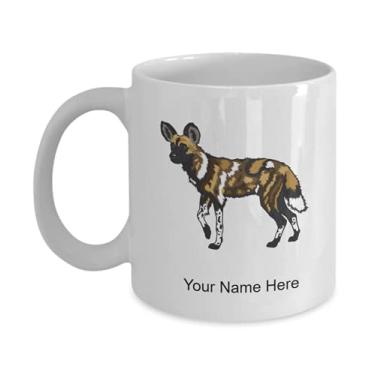 Imagem de Caneca personalizada africano-selvagem, xícara de café africano-selvagem, ideia de presente de cachorro selvagem africano, copo personalizado de cachorro selvagem - Caneca de café de 325 ml
