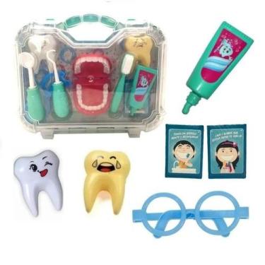 Imagem de Kit Maleta Dentista Médica Cuidando Dentinho Limpeza Bucal - Paki Toys