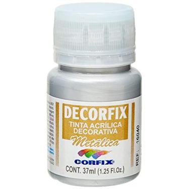 Imagem de Tinta Acrilica Metalica Decorfix Prata 37ml , Caixa com 6 Corfix, Multicor