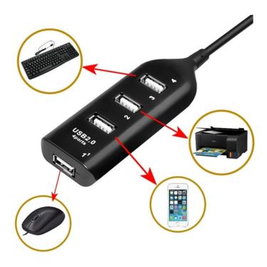 Imagem de Conector Usb 2.0 Hub Mini Extensor 4 portas Plug and Play para Pc Notebook