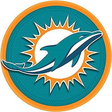 Imagem de Pratos de papel redondos NFL Miami Dolphins – 22,86 cm (pacote com 8) – Perfeito para festas e porta-malas