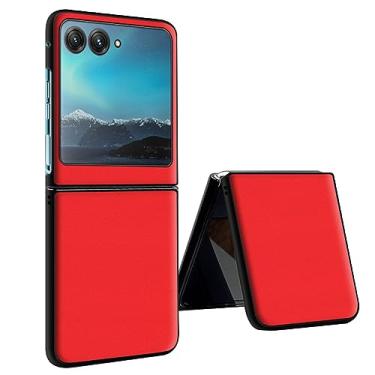 Imagem de HAZARA Capa para Motorola Razr 40 Ultra, capa de couro líquido liso à prova de choque, capa amortecedora de TPU (poliuretano termoplástico) vermelha