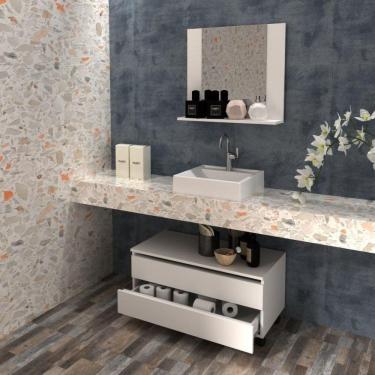 Imagem de Gabinete Rodizio para Banheiro com Espelheira 80cm Branco