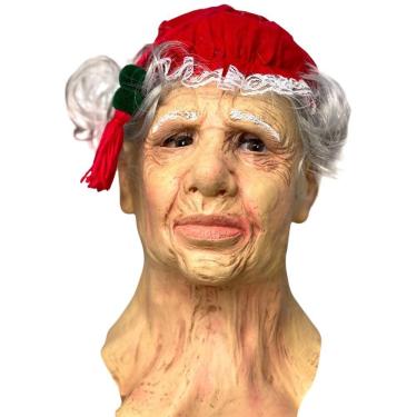 Imagem de Fantasia Máscara Mamãe Noel com cabelo e gorro Realista 