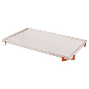 Imagem de Bandeja Espelhada Gala Cor Off White Pés Cobre