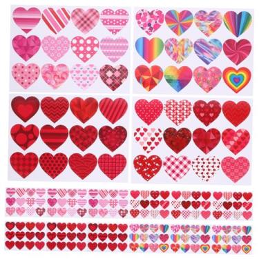 Imagem de 16 Folhas adesivos de amor presente decoração rótulos cartões comemorativos adesivos de coração adesivo de coração selo envelope aplique cartão de felicitações notas papel