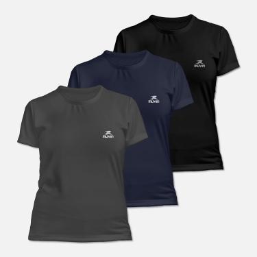 Imagem de Kit 3 Camiseta Dry Basic SS FPS 50 Muvin – Manga Curta – Feminina – Proteção Solar UV50 – Camiseta Para Academia Treino Funcional – Pilates – Yoga – Corrida – Caminhada (GG, Preto/Chumbo/Azul)