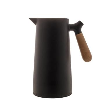 Imagem de Garrafa Térmica 1 Litro c/ Cabo Madeira Nórdica Preta - Bon Gourmet