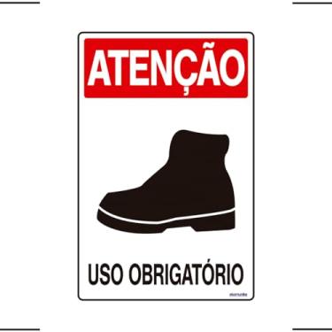 Imagem de Placa De Sinalização Atenção Bota Uso Obrigatório 20x30 Ekomunike - S-204 F9e