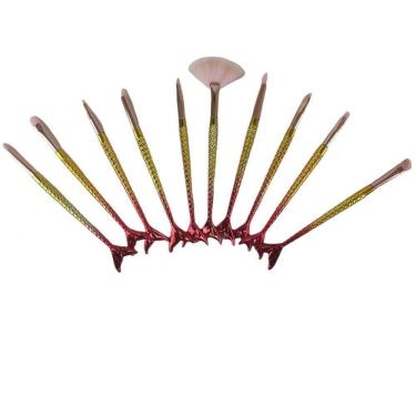 Imagem de Pincel Kit 10 Peças Sereia Delineador Sombra Maquiagem Make Up Mermaid