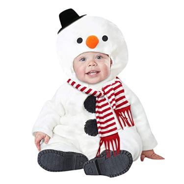 Imagem de Macacão floral infantil para meninos e meninas, conjunto de Natal, fantasia de cosplay de boneco de neve de lã combinando mãe bebê menina, Branco, 3-6 Months