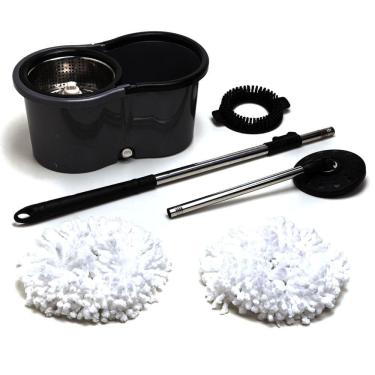 Imagem de Mop Esfregão Giratório de Limpeza Inox com Rodinha e Refil