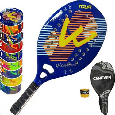 Imagem de Raquete Beach Tennis Fibra De Carbono 3k com nucleo EVA Soft - Camewin - Nota Fiscal - Original produto no Brasil ((TOUR AZUL))