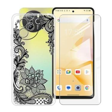 Imagem de HGJTFANY Capa de telefone + protetor de tela para Blackview Shark 8 (6,7 polegadas), capa ultrafina à prova de choque de silicone macio transparente para Blackview Shark 8 capa com vidro temperado -