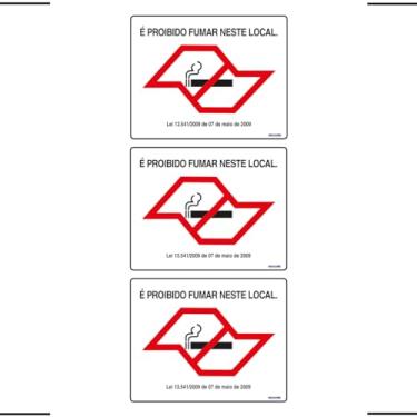 Imagem de Combo 3 Placas De Sinalização É Proibido Fumar Neste Local 25X20 Ekomunike - P-5/2 F9e