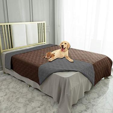 Imagem de Capa para cama de cachorro à prova d'água Ameritex cobertor para cama de móveis, sofá, reversível (137 x 230 cm, chocolate+cinza escuro)