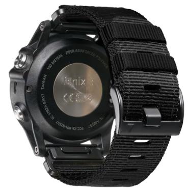 Imagem de Ookids Pulseira de relógio de nylon de 26 mm compatível com Garmin Fenix 7X/Fenix 6X/Fenix 5X/Tactix Delta, pulseiras de camuflagem Quickfit para Garmin Fenix 3/3 HR, Fenix 5X Plus/6X Pro/Descent MK1/Enduro (preto)