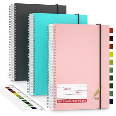 Imagem de Yiozojio Caderno espiral – Caderno pautado largo B5 com 8 mm – Caderno escolar – Caderno pequeno para o trabalho – Cadernos bonitos para mulheres – 3 pacotes com 100 folhas cada