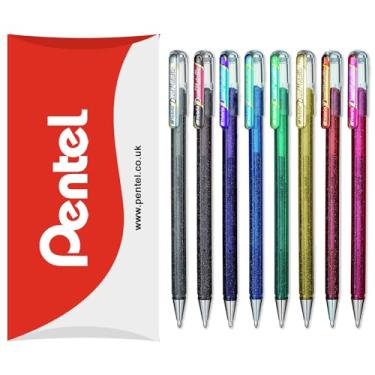 Imagem de Pentel Híbrido – Canetas duplas metálicas – Canetas esferográficas de gel líquido – K110 – Cores sortidas – Conjunto de 8