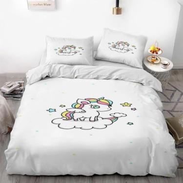 Imagem de Jogo de cama com estampa 3D de desenho animado, conjunto de 3 peças com 1 capa de edredom e 2 fronhas para crianças e adultos (9, Queen 228 x 228 cm + 51 x 76 cm)