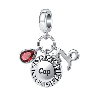 Imagem de YSAHan 12 signos do zodíaco, feliz aniversário, constelações, berloque de pedra do mês de nascimento para pulseira Pandora, Metal Cristal Strass, Base