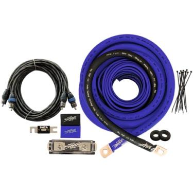 Imagem de Kit amplificador grande 1/0 Ga CCA AWG torcido RCA azul preto céu completo alto